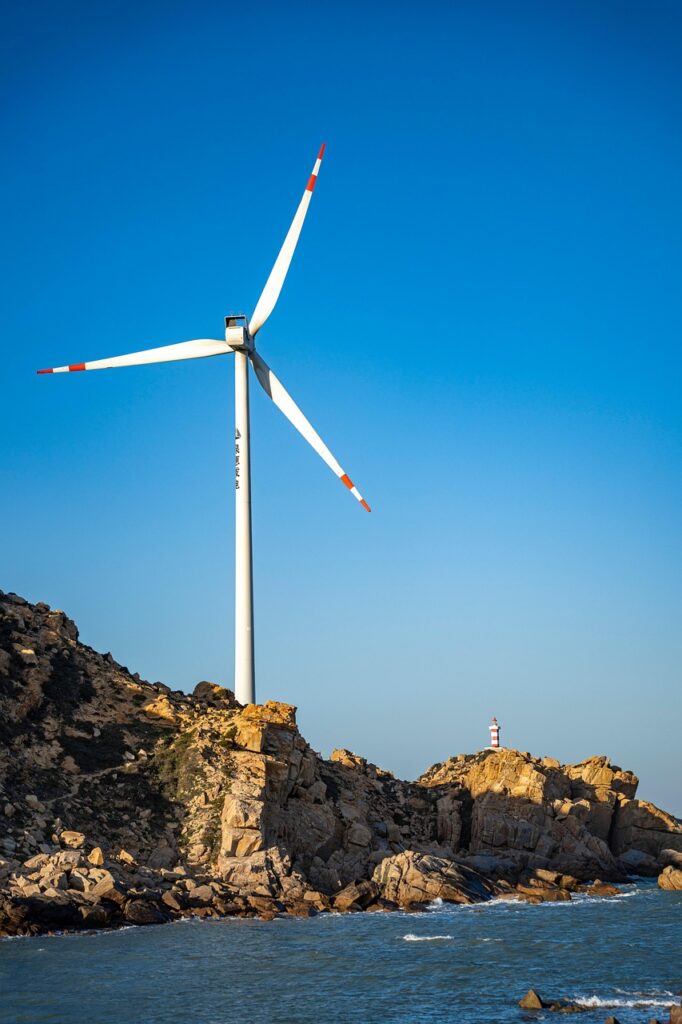 windmill, wind turbine, wind farm, lighthouse, beautiful wallpaper, coastal, landscape, scenery, background
